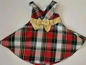 Bonnie Baby Mädchen Weihnachten Polka Kleid Baby 6-9 Monate Urlaub rot grün Schleife  - Bild 1 von 6