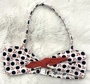 Girls Primark White Navy Sail Anchor Halter Neck Style Bikini Top - 2-3 Years - Picture 1 of 3