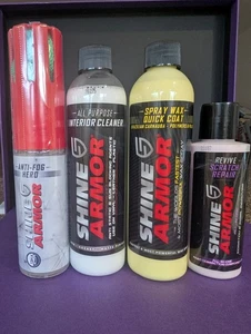 4er Set Shine Armour Kratzerreparatur, Antibeschlag, Innenraumreiniger & Sprühwachs - Bild 1 von 6