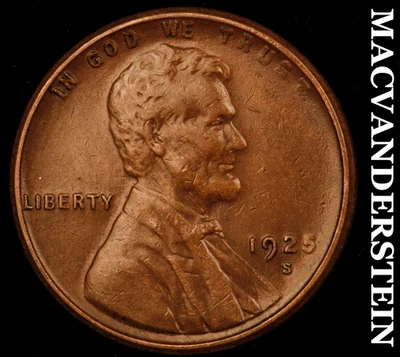 1925-S Lincoln Wheat Cent - Scarce  Extra Fine+  Semi-key  Better Date  #F6563 - Image 1 of 2