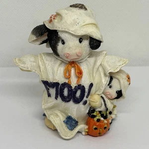 Mary's Moo Moos Figurine Peek A Moo Cows Ghost Pumpkin Halloween Costume Enesco - Picture 1 of 5