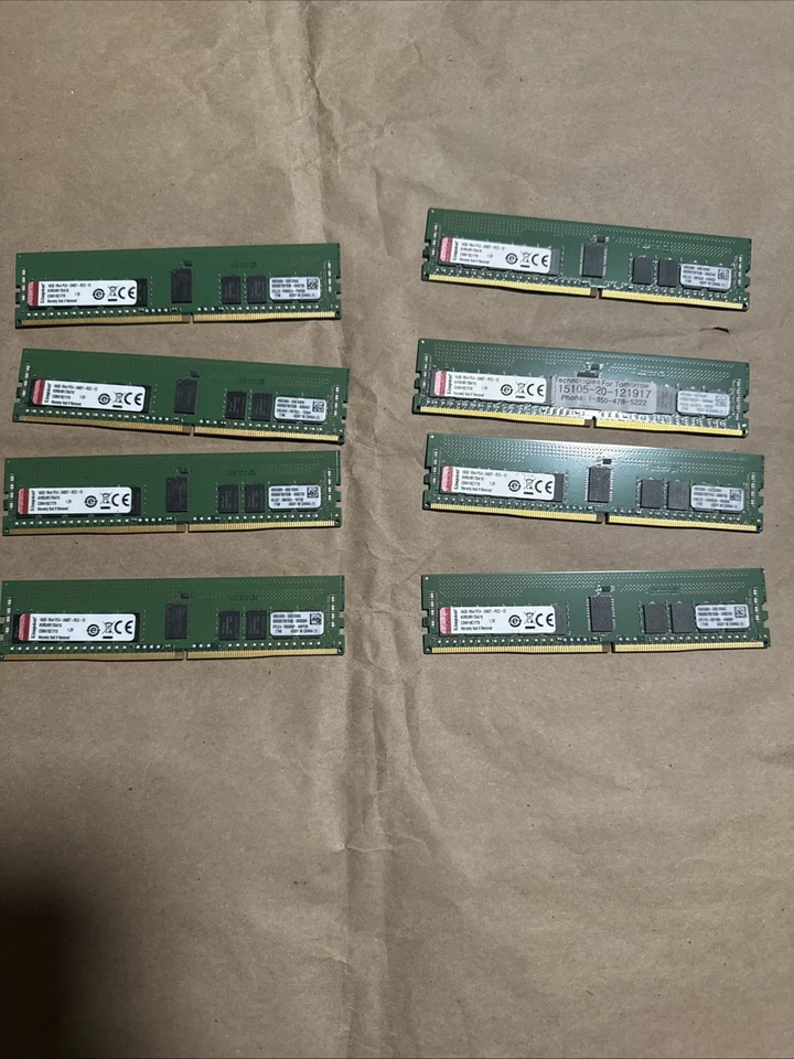 (Lote de 8) Kingston 16 GB DDR4-2400 ECC RDIMM Servidor Memoria RAM KVR24R17S4/16 Foto 1 de 4