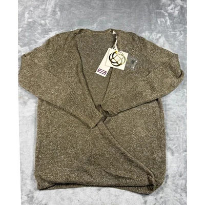 Suéter Etcetera Lino Tejido Marrón Ligero Imitación Envoltura Pullover Talla Pequeña Foto 1 de 4
