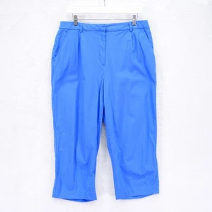 JM Collection Women Capri Blue Pants -16- High Rise 33 / 21 Cotton Spandex - Picture 1 of 6