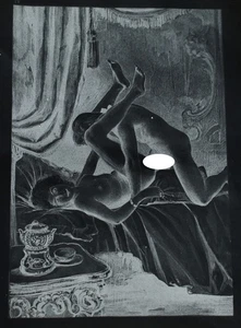 ORIGINAL NEGATIF PHOTO SUR PLAQUE DE VERRE MODELES NUS 10 x 15 CM 1900 EROTIQUE - Picture 1 of 2