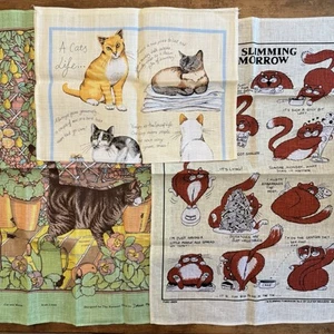 Vintage Tea Towels Cat Theme Ulster Weavers National Trust 3pcs - Picture 1 of 4