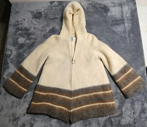 Vintage Eider Knit Hoodie Mens Medium Beige Made In Iceland Wool Full Zip Z* - Picture 1 of 8