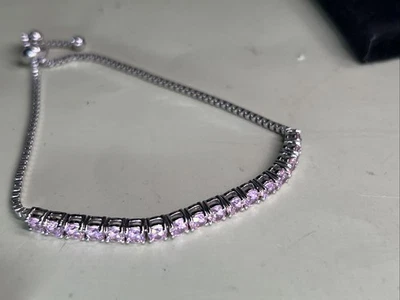 Brazalete Tenis Ajustable Topacio Rosa 5.00 Ctw Superposición Oro Blanco 18k Foto 1 de 4