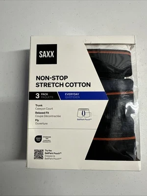 Paquete de 3 calzoncillos boxer de algodón elástico sin parar Saxx para hombre talla mediana multicolor Foto 1 de 4