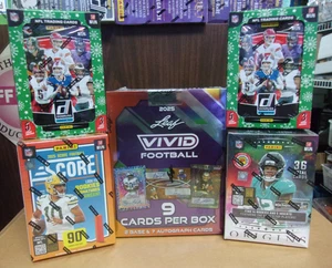 2025 LEAF VIVID FOOTBALL HOBBY + ORIGINS INTERNATIONAL + SCORE + (2) DONRUSS TIN - Picture 1 of 1