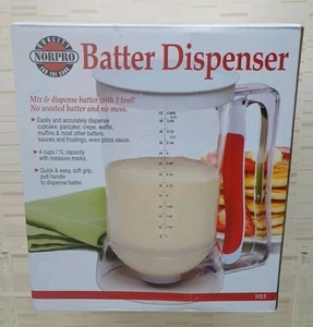 Norpro 1013 Pancake Cookie Batter Dispenser Clear Red 4 Cup - Picture 1 of 5