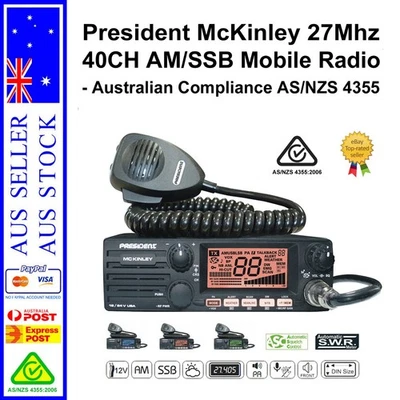 President McKinley 27Mhz 40CH AM/SSB Mobile Radio.  AS/NZS Standards Approved - image 1 of 3