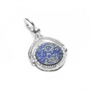 STERLING SILVER LAPIS LAZULI & CORNELIAN SWIVEL FOB CHARM - Picture 1 of 3
