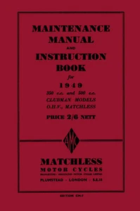 Matchless G3L G80L 1949 Workshop Manual Singles Professionally Reprinted Book - Bild 1 von 7