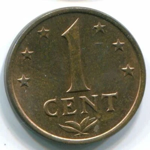 1 CENT 1977 NETHERLANDS ANTILLES Bronze Colonial Coin #S10718C - Picture 1 of 3