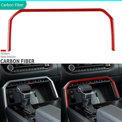 Cubierta de panel de almacenamiento de consola de fibra de carbono roja para Toyota Tundra Sequoia 2022-2025 Foto 1 de 4