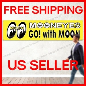 Mooneyes Banner 2x8 FT Flag Room Large Garage  Decora Drag Race Classic - Picture 1 of 12