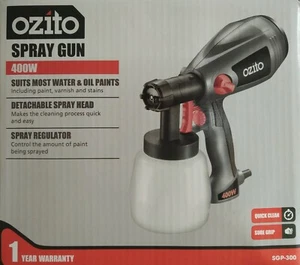 Ozito 400W Power Paint Spray Gun Sprayer Flow Regulator 3 Pattern Water/Oil Base - Picture 1 of 2