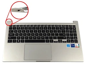 SAMSUNG GALAXY NP750TDA KEYBOARD PALMREST TOUCHPAD ASSEMBLY BA83-03831A *BENT* - Picture 1 of 2