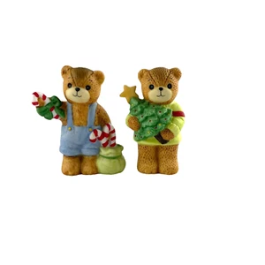 Osos de Navidad Enesco Lucy & Me Rigg sosteniendo bastones de caramelo y árbol 2,5" H - Imagen 1 de 8