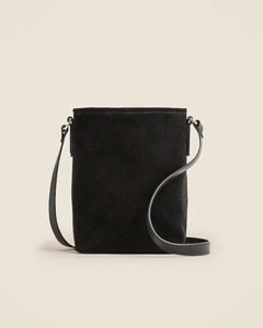 J.Crew Small Berkeley Crossbody Mini Bucket Bag in Black Suede and Leather NWT - Picture 1 of 4