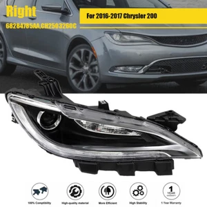 Passenger Side Headlight For Chrysler 200 2016-2017 Clear w/o LED DRL Halogen RH - Picture 1 of 14