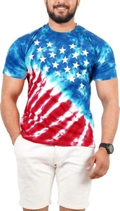 HAPPY BAY Men's Tshirt Short Sleeve Tie Dye Tee Crewneck Cotton T-Shirts Shirts - Picture 1 of 3