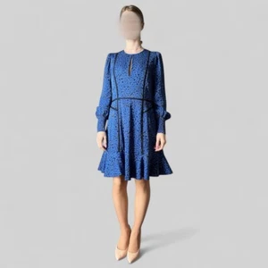 ME+EM Women’s Blue Viscose Floral Pattern Balloon Sleeve Dress – Size 10UK / 6US - Picture 1 of 9