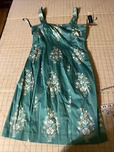 Jones New York Signature Size 4 dress Stretch Green Floral Speghetti Strap NWT - Picture 1 of 7