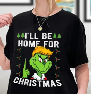 I'll Be Home For Christmas Funny Trump 2024 Xmas Pajamas T-Shirt, Trump Christma - Picture 1 of 8