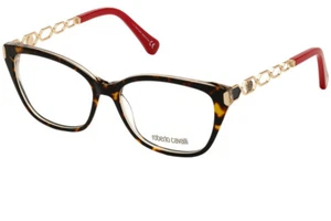 Roberto Cavalli RC5113 056 Havana Tortoise Gold Red Eyeglasses 54-15-140 Cat Eye - Picture 1 of 3