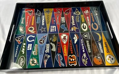 Pottery Barn Football Tray NFL Team Pennants Super Bowl 19" X 14" Serving Tray - Image 1 of 4