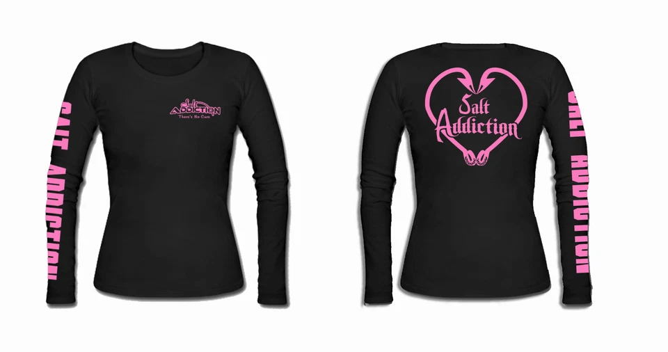 Womens Salt Addiction long sleeve heart hooks,reel,life,shirt,reel,fishing