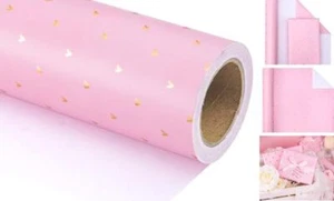 Valentine's Day Wrapping Paper - Mini Roll Valentine's Day - Pink & Gold Heart - Picture 1 of 8