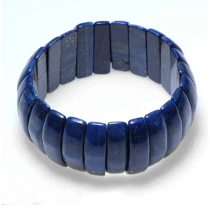 Rounded Rectangular Natural Lapis Lazuli Stretch Bracelet - Picture 1 of 1