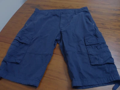 Pantalones Cortos de Senderismo Request Jeans Para Hombre Azul Marino Carga Multi Bolsillo y Botones Talla 36 Foto 1 de 4