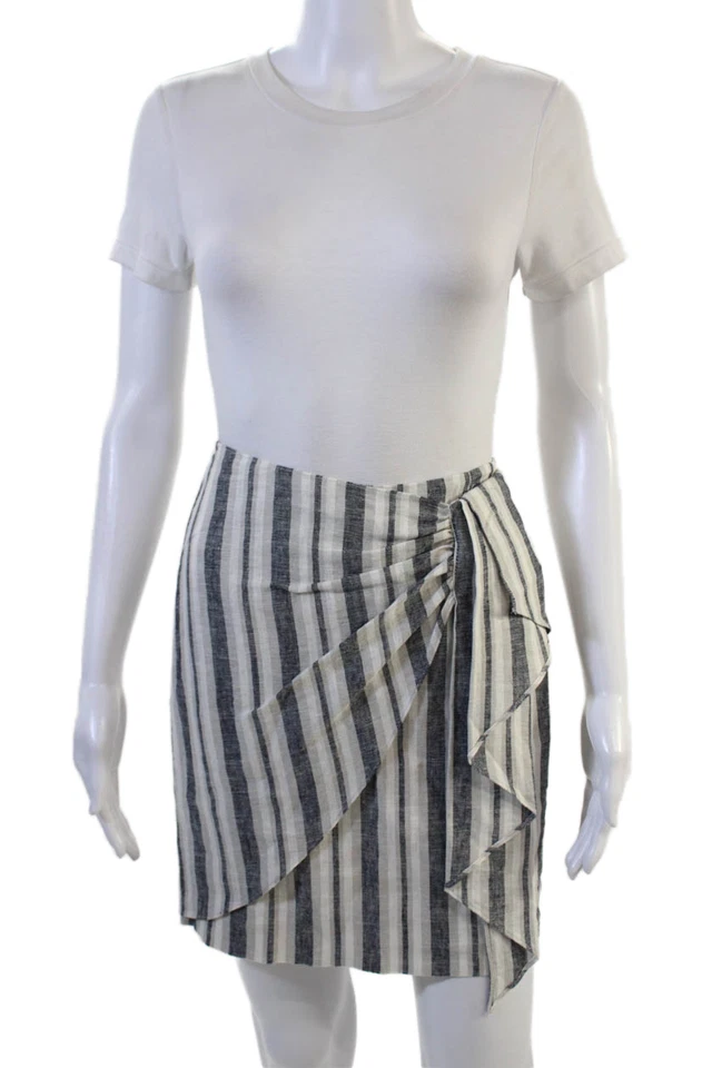 Mini saia feminina Intermix bege listrada linho viscose tamanho P - Imagem 1 de 4