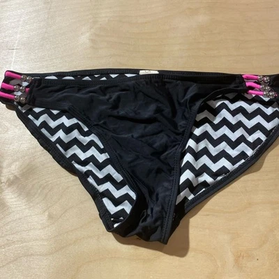 Parte inferior de bikini OP negra y rosa grande (11-13) (HF) Foto 1 de 4