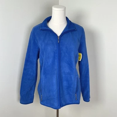 Chaqueta deportiva Karen Scott azul polar cremallera completa para mujer pequeña mediana Foto 1 de 4