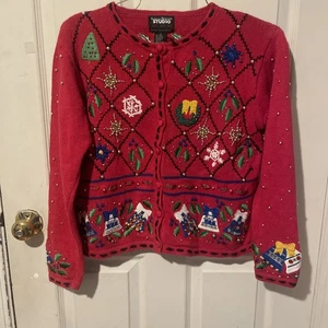 Damen Designer Originals Studio Ho Ho Ho Weihnachtspullover Jingle Bell Small - Bild 1 von 12