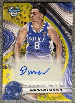 Darren Harris 2024-25 Bowman Best Yellow Lazer Refractor Auto 43/75 RC Duke - Image 1 of 2