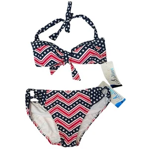 NWT Catalina American Flag Bikini Set Swimsuit Size M/L 2-Piece Patriotic Summer - Picture 1 of 6