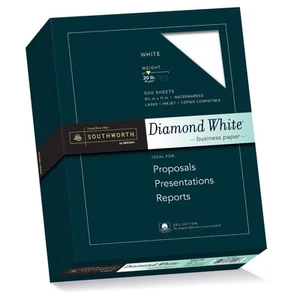3122010 25% Cotton Diamond White Business Paper 20 lbs. 8-1/2 x 11 500/Box - Picture 1 of 8