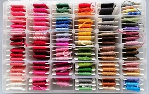 EMBROIDERY THREADS on bobbins, Varied colours, 108 approx. Complete with box. - Picture 1 of 7