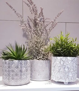 Set 1-3 Concrete Pots Indoor Outdoor Plant Flower Pot Holder Home Decoration - Picture 1 of 10