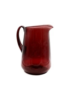 Engraved Glass Jug Purple Mid Century Pitcher Art Scandinavian italy Amethyst - Picture 1 of 12