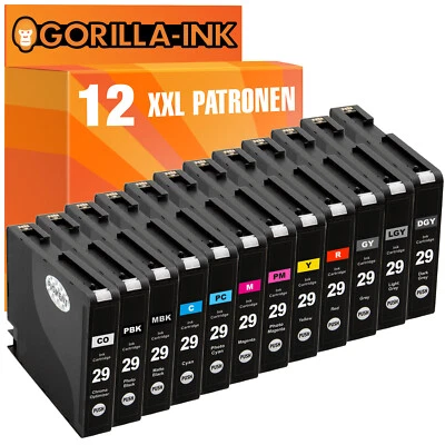 GORILLA-INK 12 cartuchos de impresora XL para Canon PGI-29 XL Pixma Pro 1