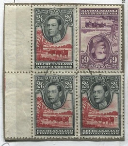 Bechuanaland 1938 KGVI 6d and 3-2/6d's on piece used - Bild 1 von 1