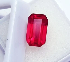 Piedra preciosa suelta con forma de esmeralda rubí rojo natural 7,90 quilates certificada con regalo gratis - Imagen 1 de 8