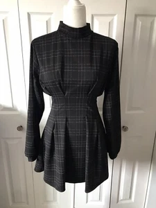 Oneby Ladies Double Knit Mock Neck Swing Dress Blk/Wht Measured READ - Picture 1 of 7